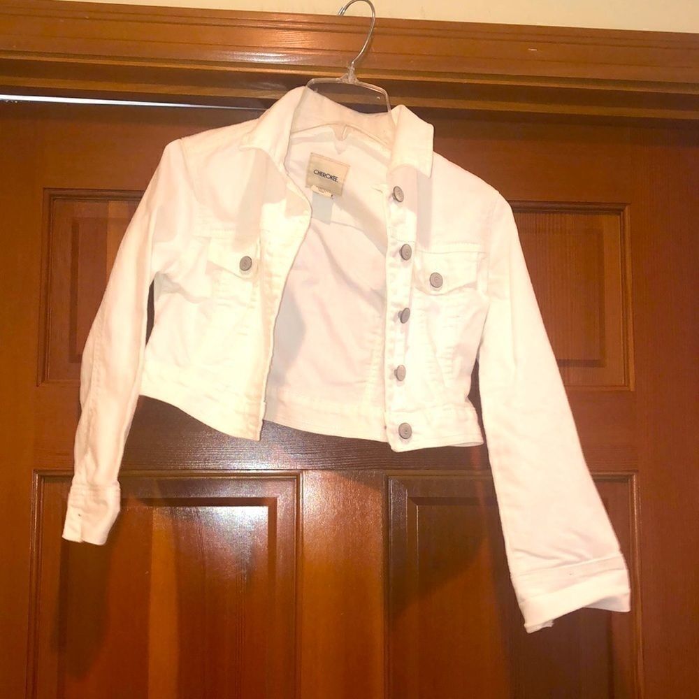 3/$15 Cherokee girls white jean jacket